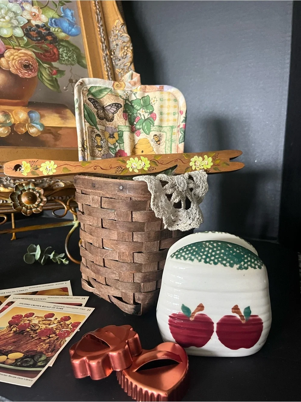 Primitive Basket Vignette with Contents